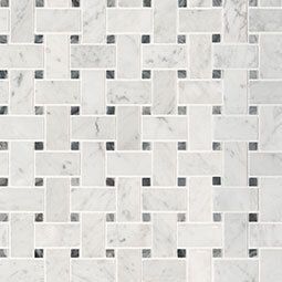 Carrara white basketweave pattern honed