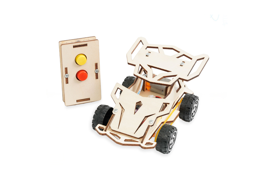 27. okyn2537 26 diy stem toys technology science experimental tool kit infrared sensor wireless remote control four wheel vehicle (1 1)