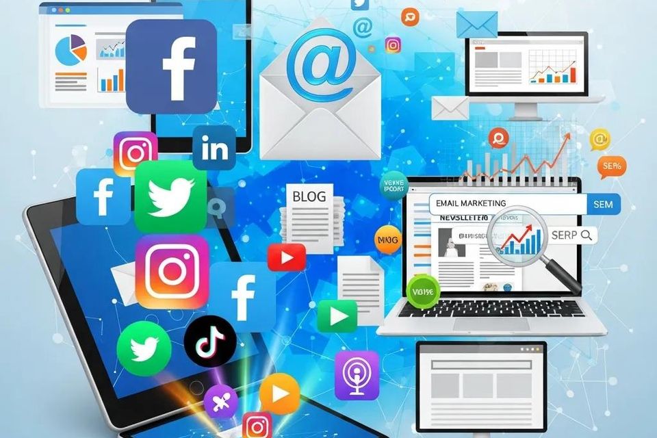 Visual representation of a multi channel marketing approach for lead conversion 1e367ef8 8f49 41f3 ae00 167b13facb06