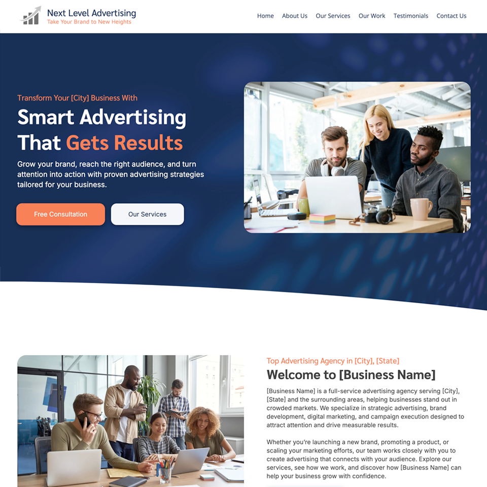 Advertising agency website design theme