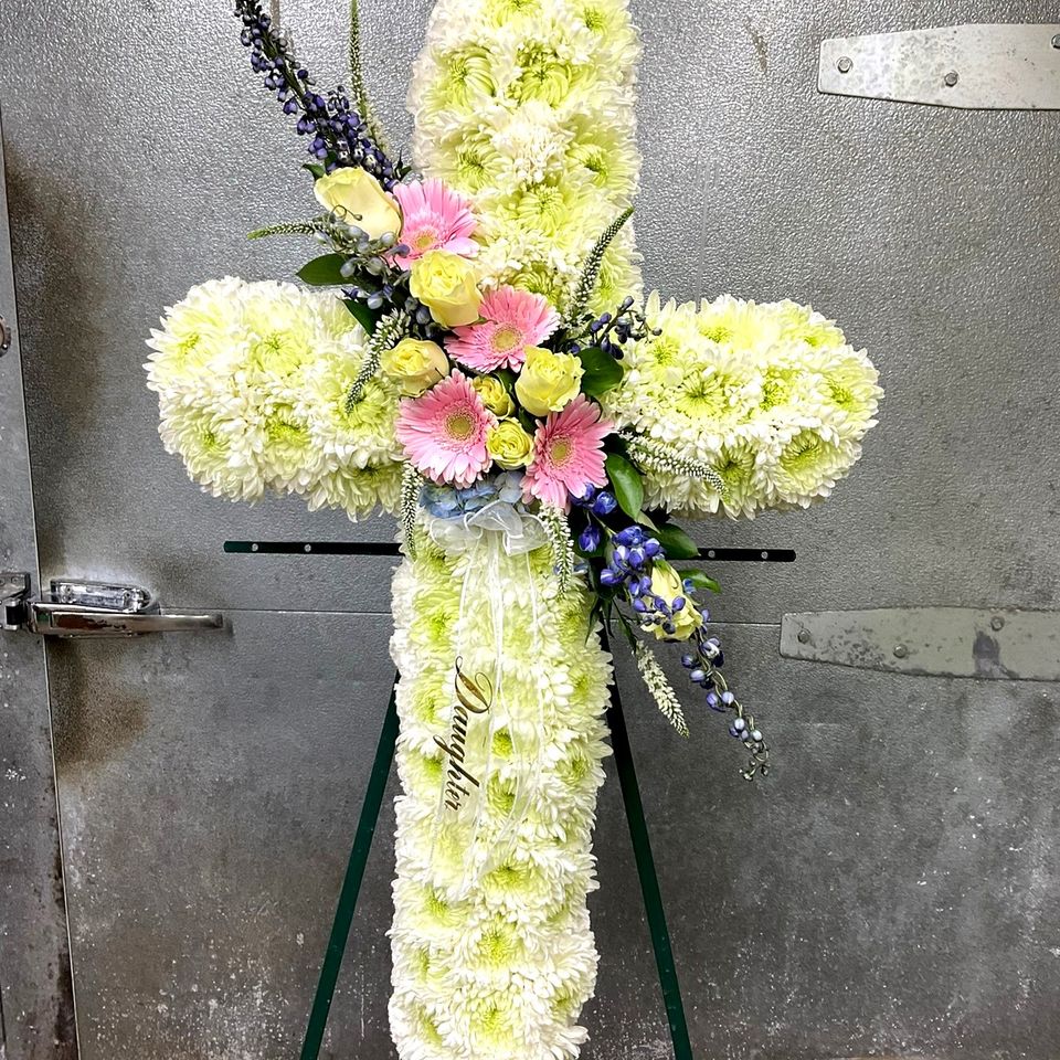 Hcf blur flower cross white cooler background