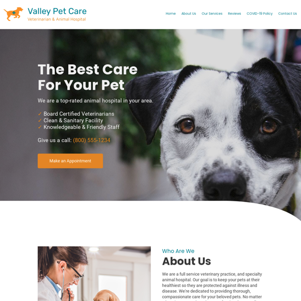 Vet animal clinic website design theme