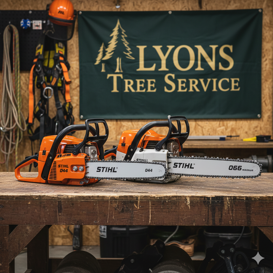 Stihl MS 661 C-M chainsaw used by Lyons Tree Service for large oak removals in Roseville, CA."