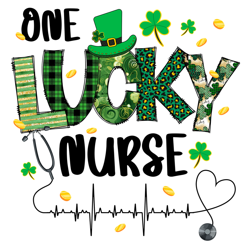 Profession   medical nurse st patricks day one lucky nurse with heartbeat 
