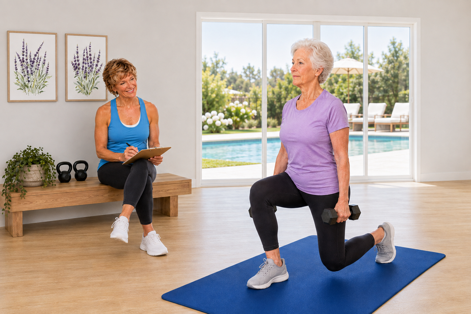 Dianne providing personalized fitness coaching to a woman over 60 in Scottsdale