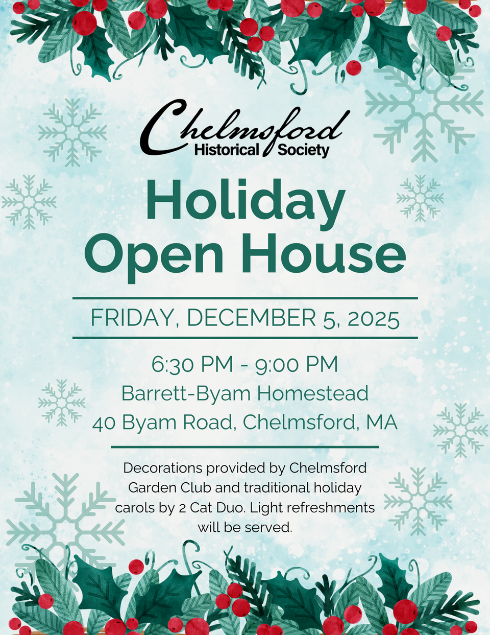Chelmsford holiday open house