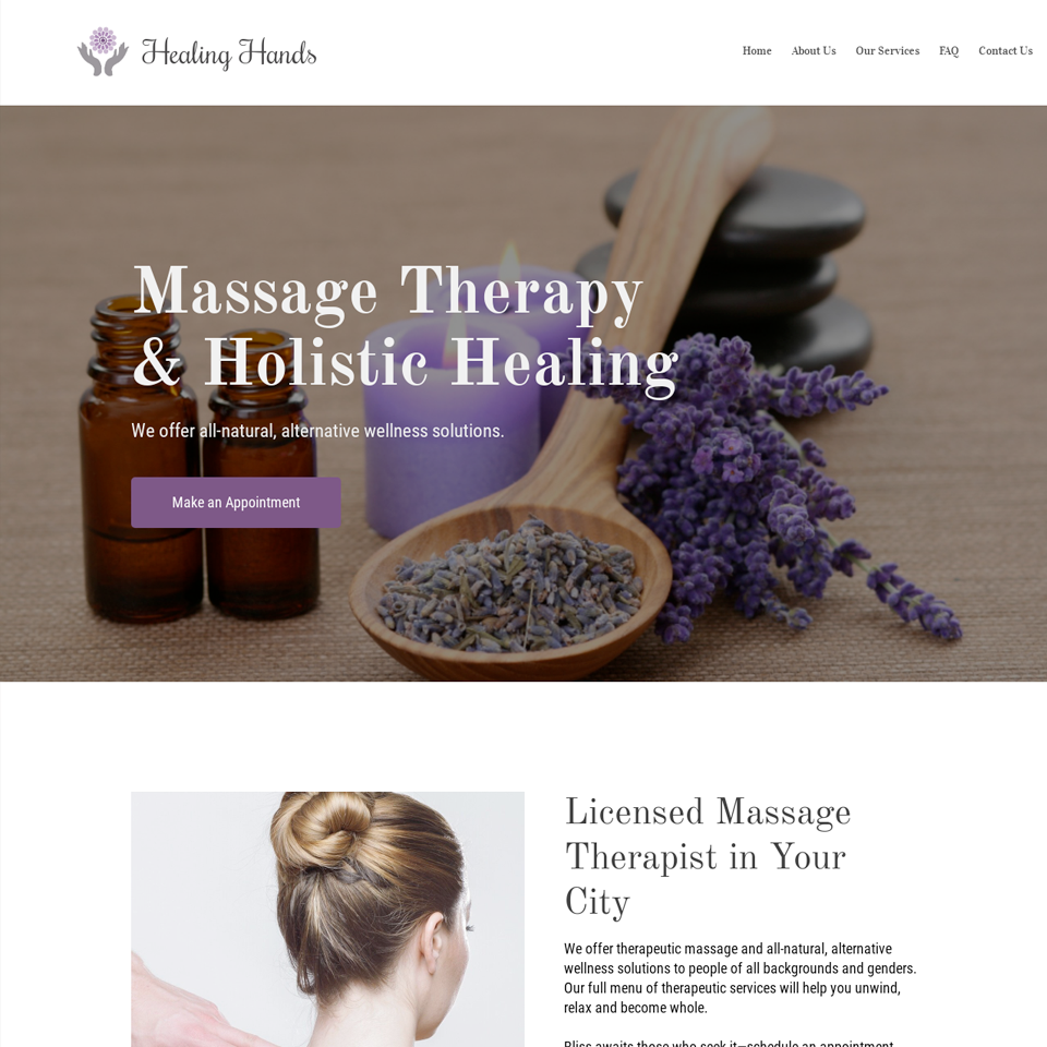 Holistic healing website design theme