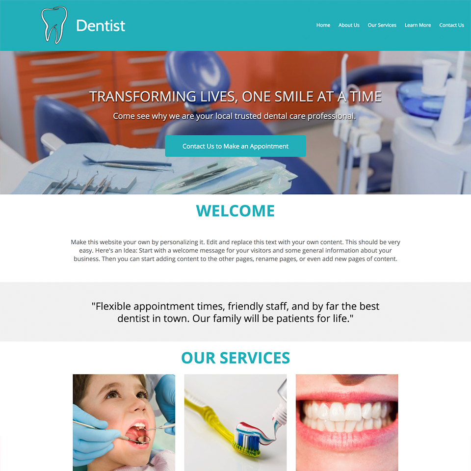 Dentist website design theme