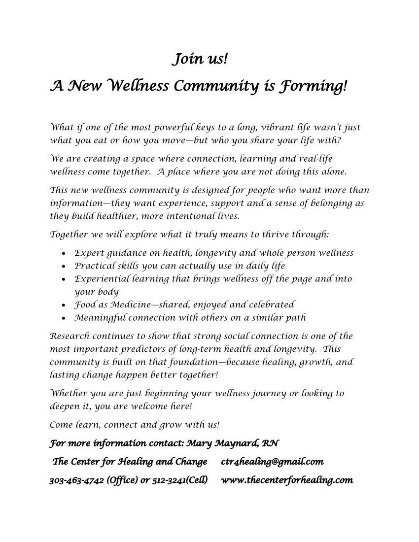 My invitation for wellness community