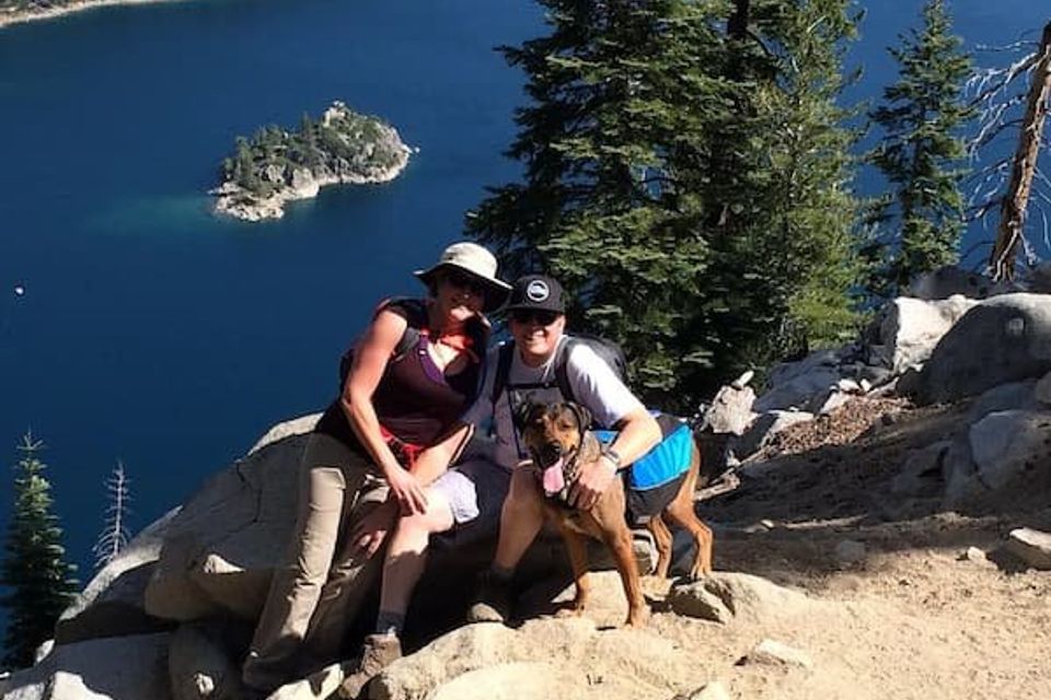 KPCopy, Clint and Gunther on top of Maggies Peaks overlooking Fannette Island in Emerald Bay 