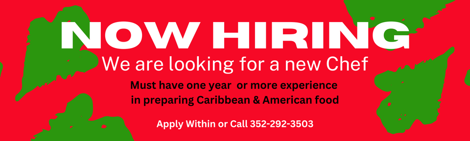 Irie jamaican now hiring new chef banner