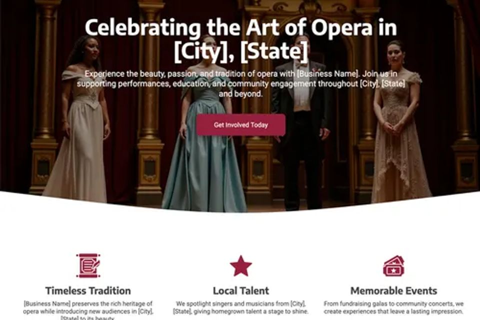 Opera guild website design theme original