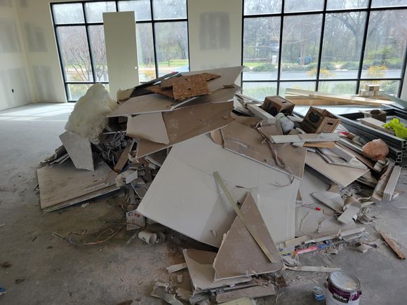 Construction material demo pile before