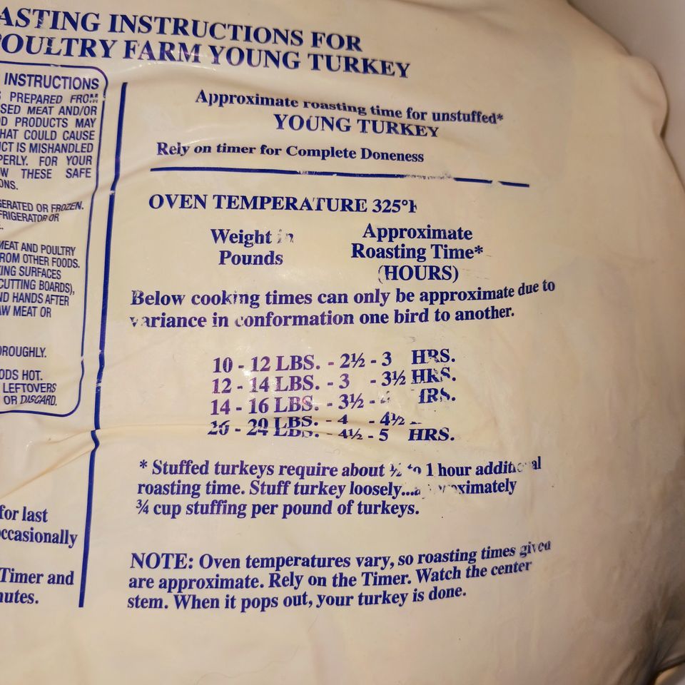 Whole turkey cooking directions