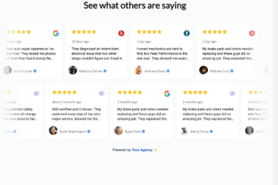 Google review widget example
