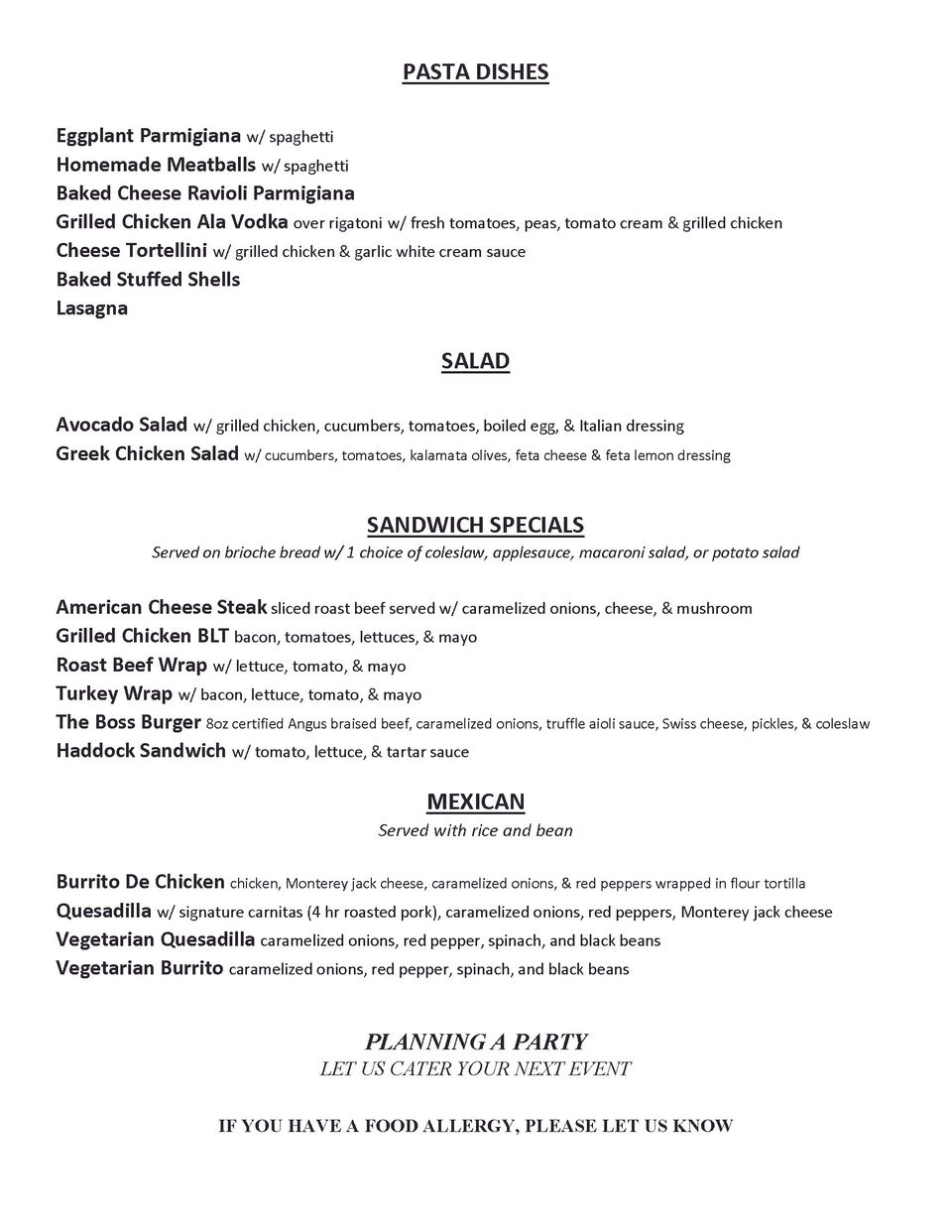Early bird menu  page 2