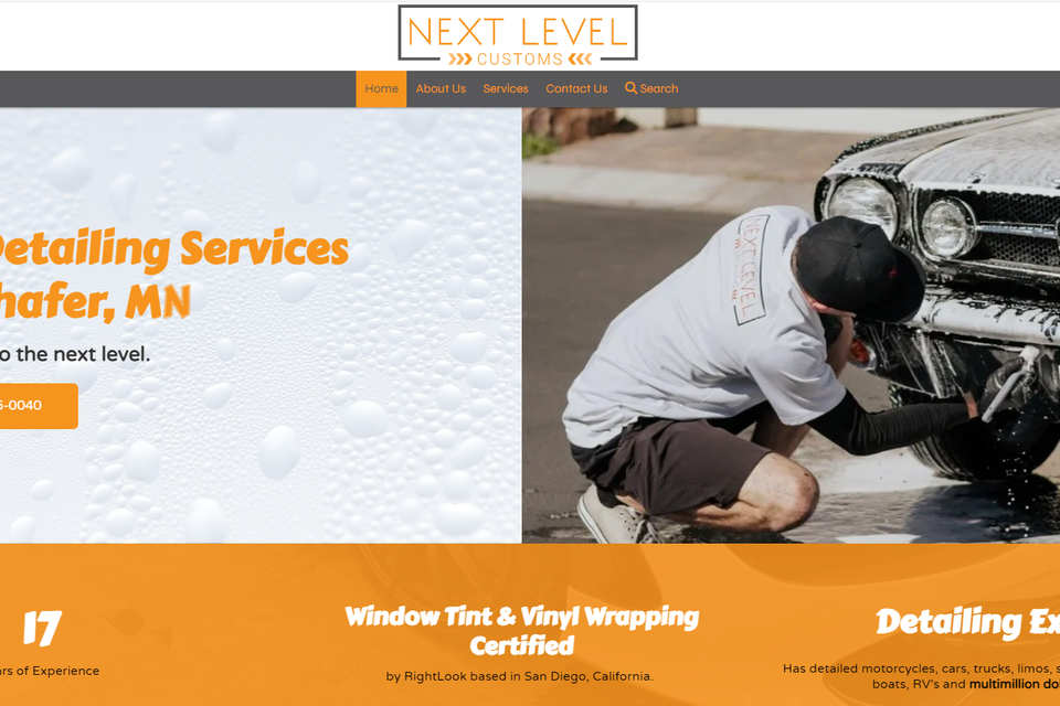 Next level customs homepage