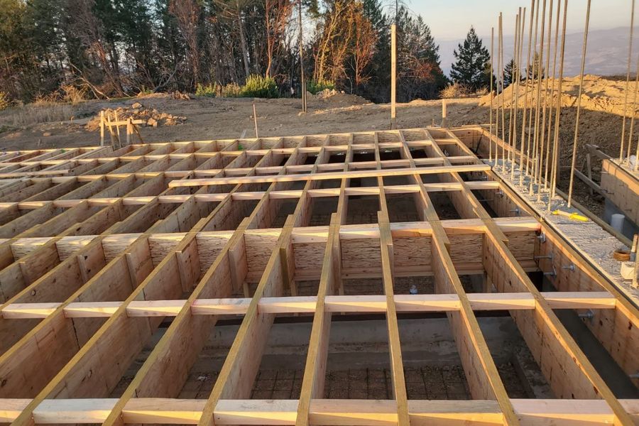Wood framing skeleton of a home