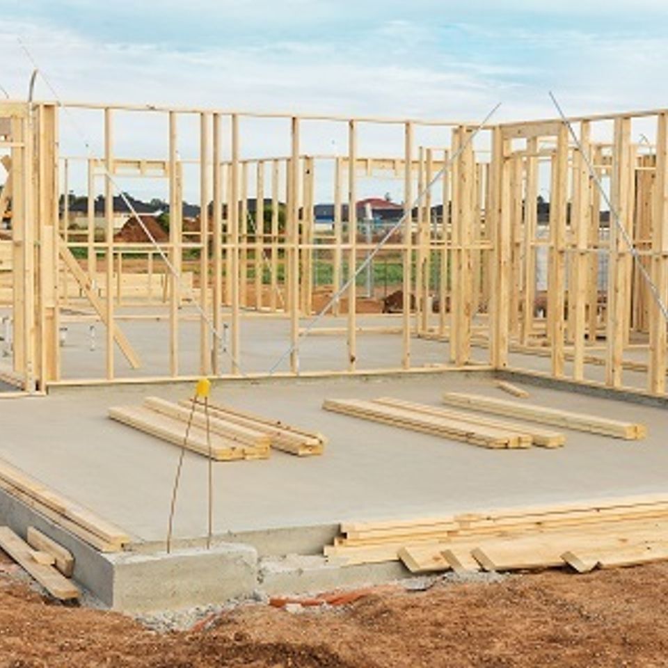 New home construction framing and foundation
