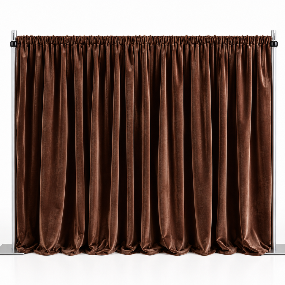 Chocolate velvet curtain backdrop