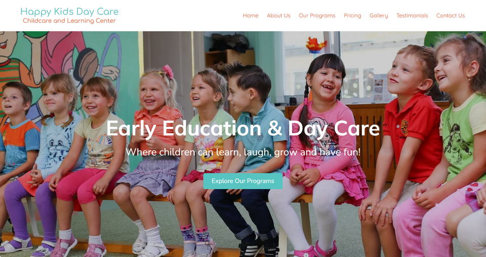 Day care website example