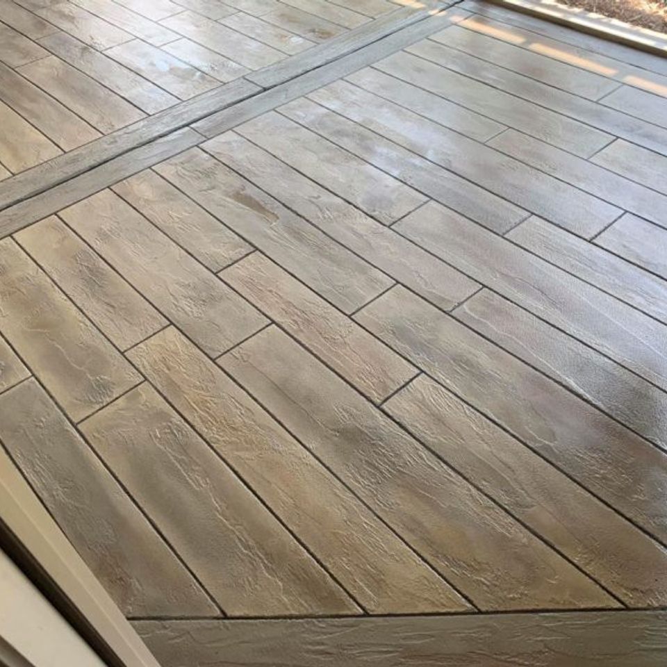 Concrete wood look overlay closeup