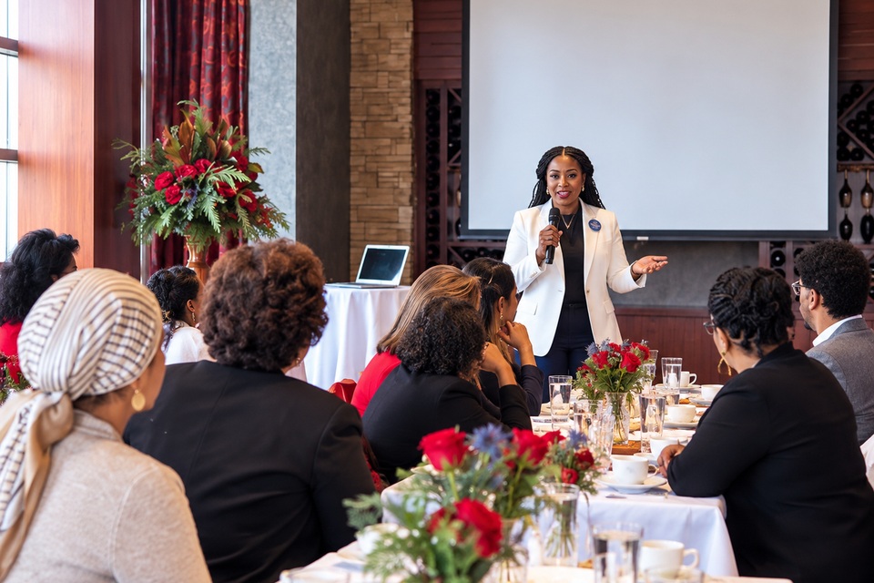 Dr juliet agocha presenting at a conference