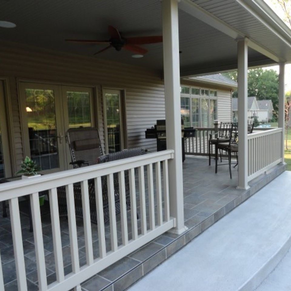 Almond railing porch installation in boise idaho