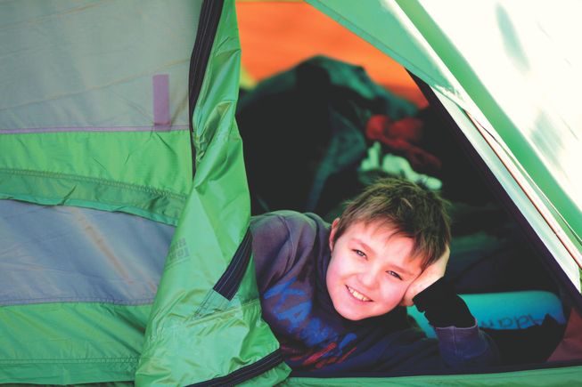 Noah in tent
