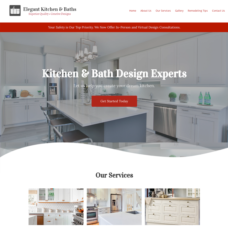 Kitchen bath website design template