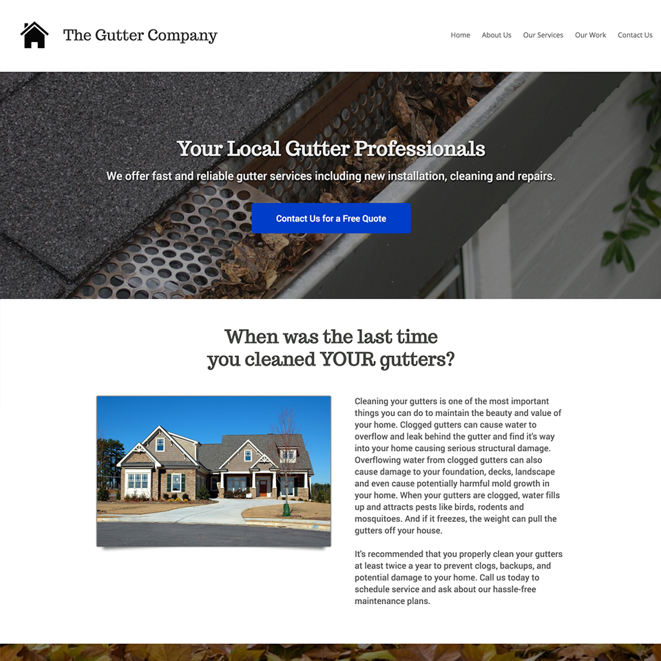 Gutter contractor website design theme