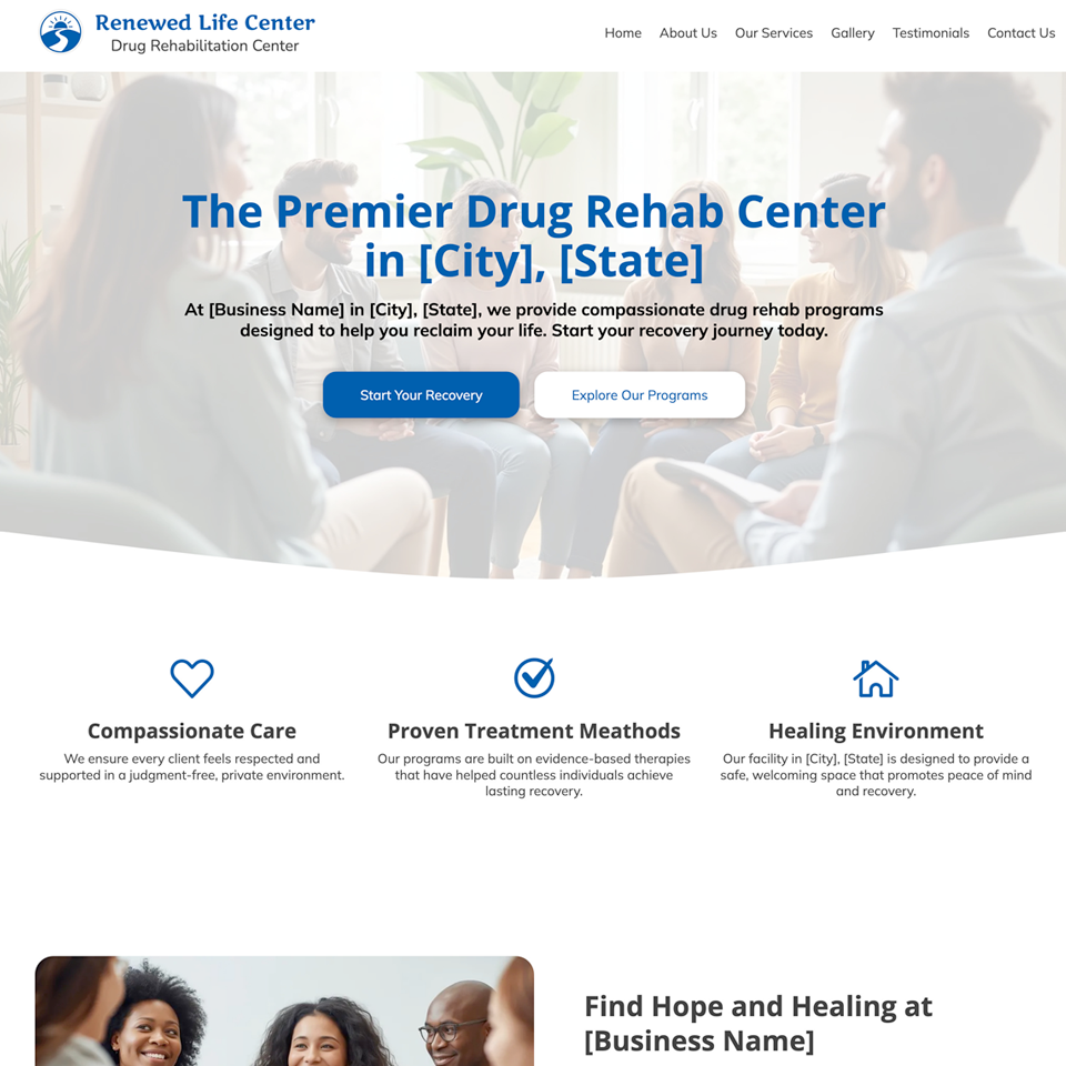 Drug rehab center website design theme