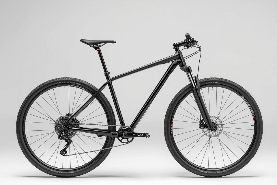 Product image of a black mountain bike clean on a white background