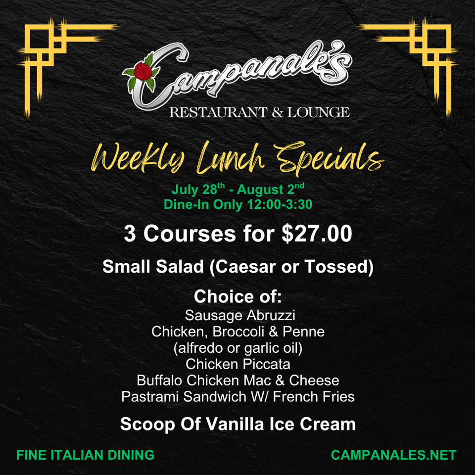 Campanales weekly lunch specials 072825