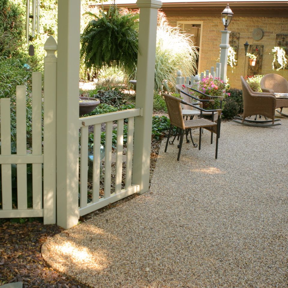 Outdoor patio finished with EverStone Epoxy Stone flooring.