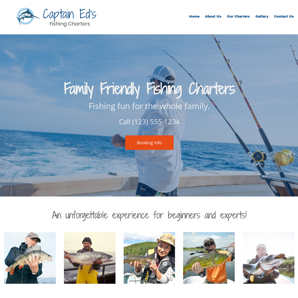 Fishing charter website design theme 960x960