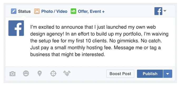 Sample fb post