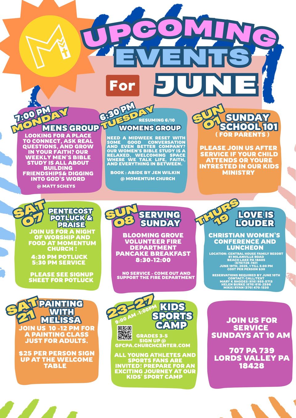Colorful   playful upcoming events flyer
