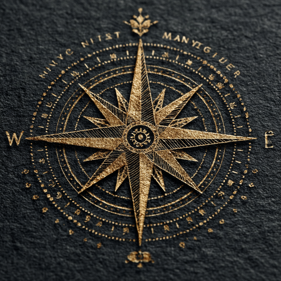 KPCopy outdoor lifestyle brands- gold compass on black background 