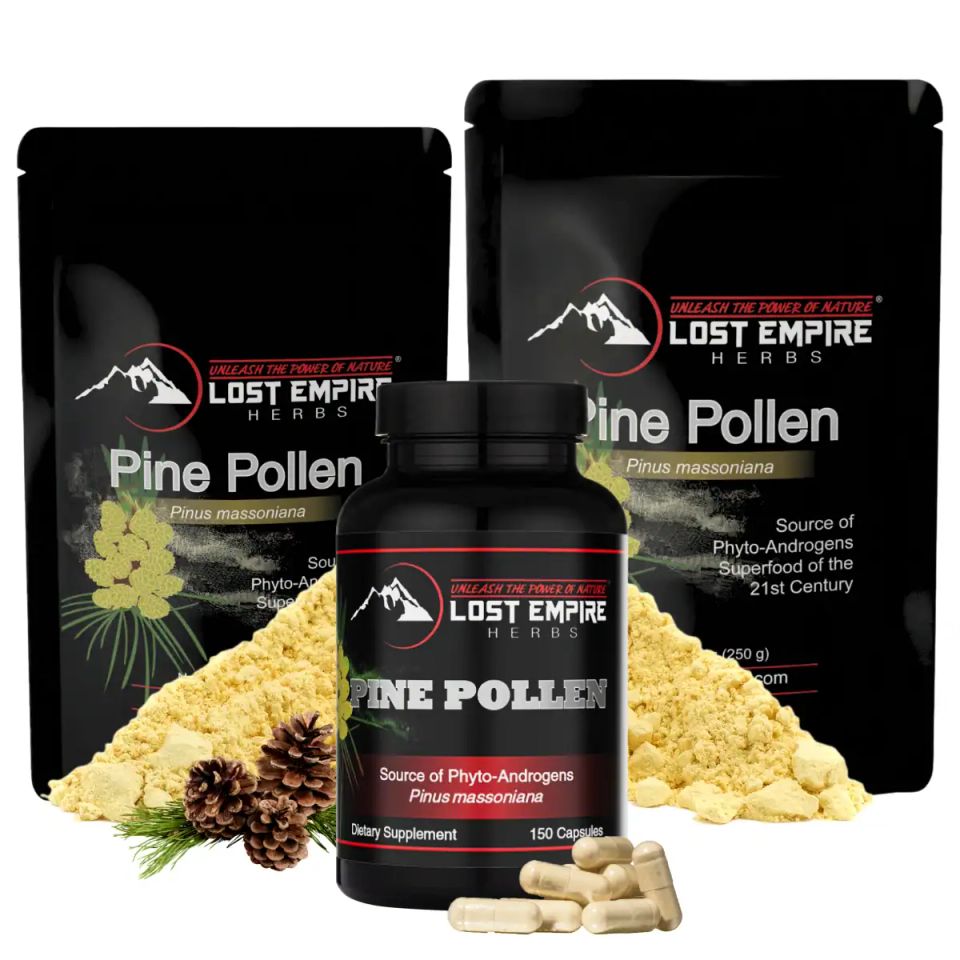 Pine pollen powder and capsules