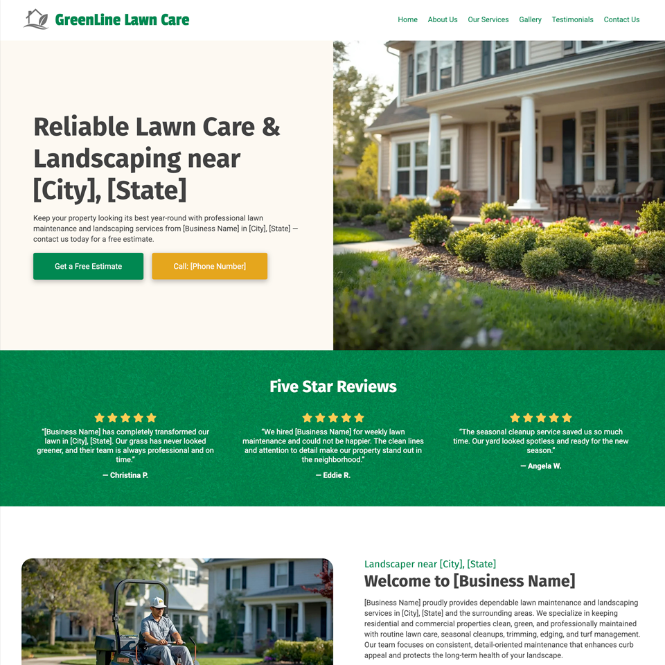 Lawn maintenance website design theme