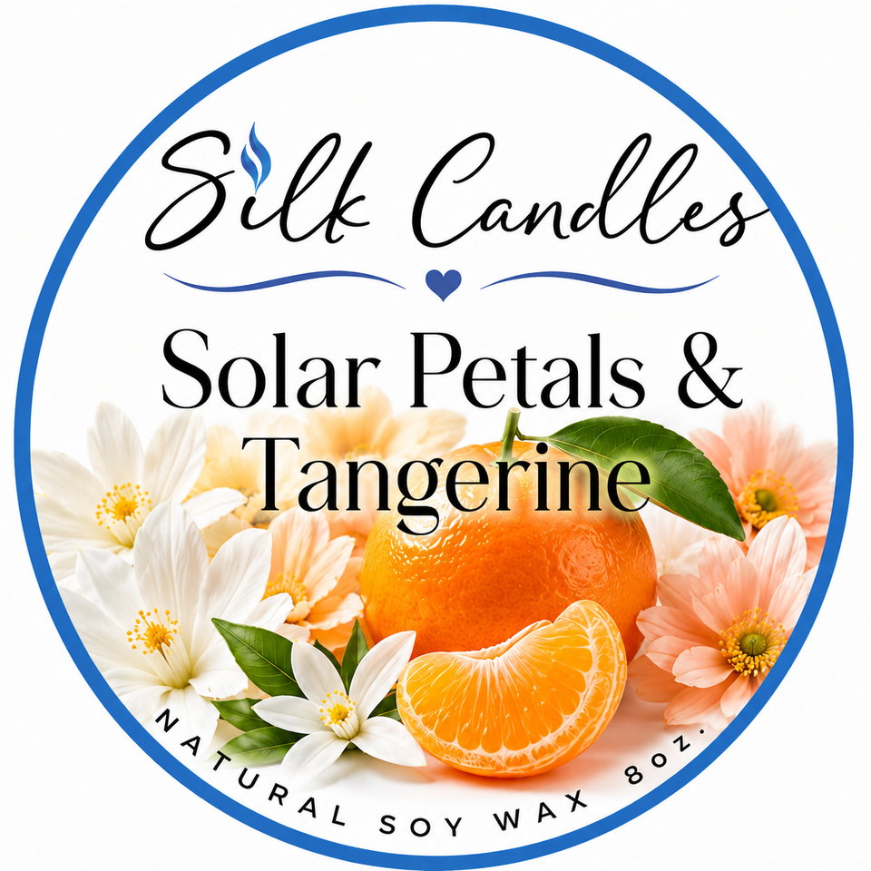 Solar petals tangerine color label