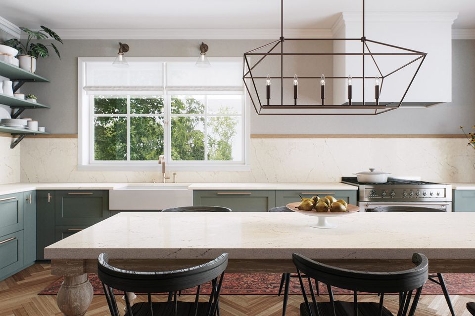 Caesarstone aterra blanca quartz countertops