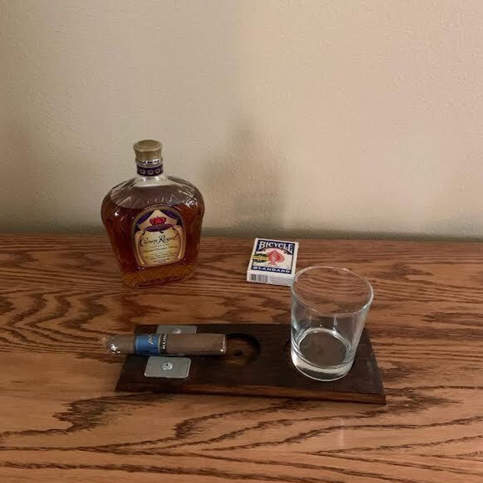 Cigar   drink holder from whiskey barrels in idaho