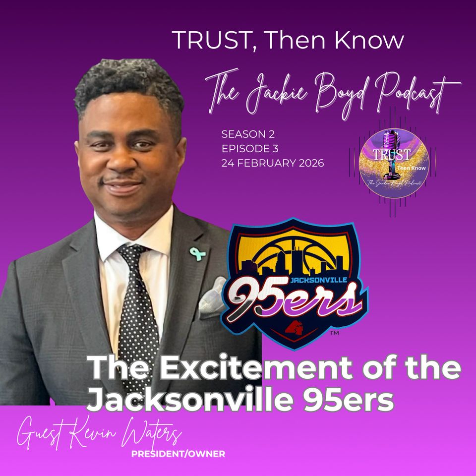 The jackie boyd podcast flyer with special guest kevin waters