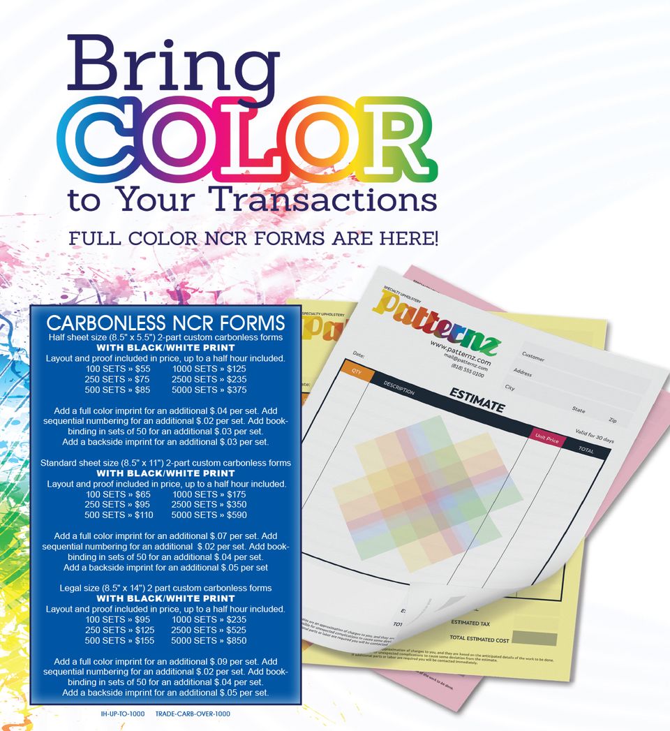Carbonless ncr forms