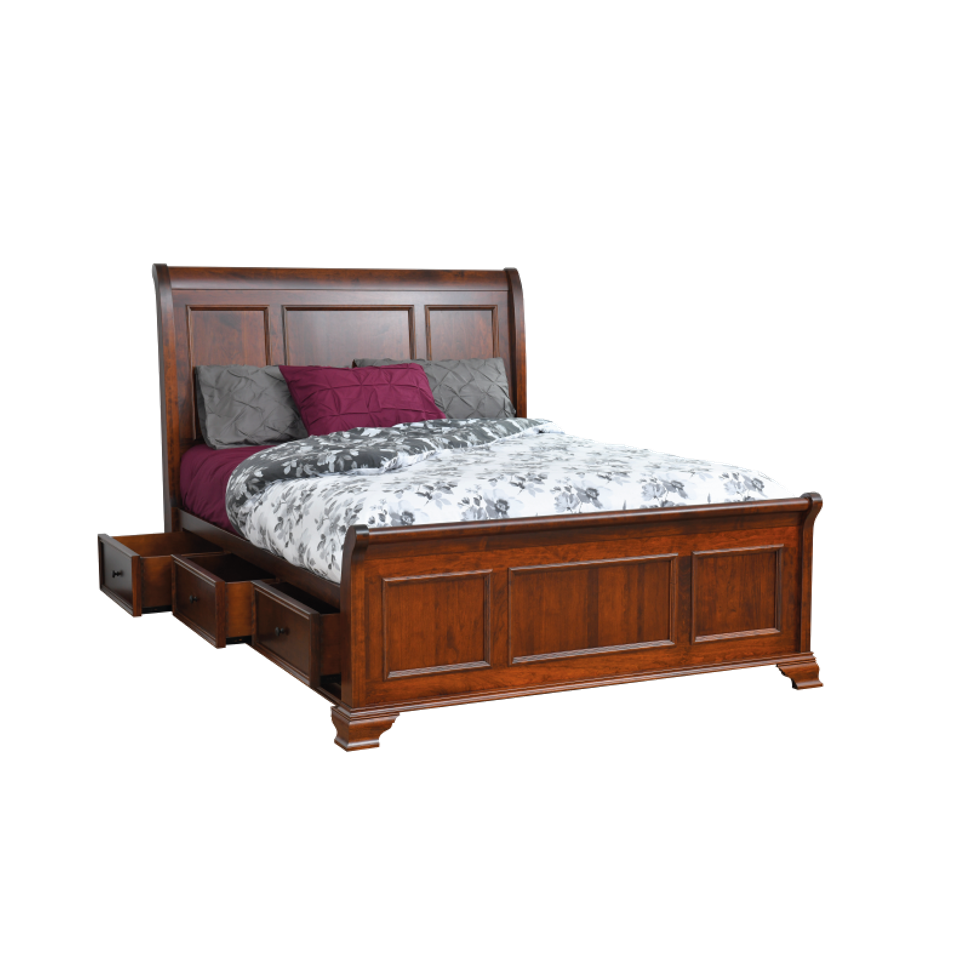 Trf chatham sleigh bed w  open drawers