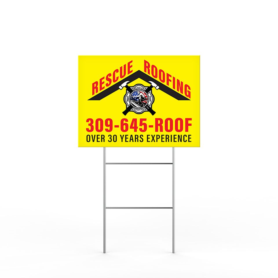 Rescue roofing yard sign web