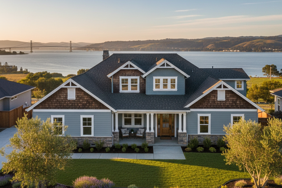 Historic Vallejo CA Victorian home featuring custom hardwood flooring and premium carpet installation by Concord Carpet And Hardwood with views of the Mare Island Strait.