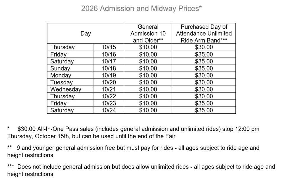 Ticket and armband prices 2026